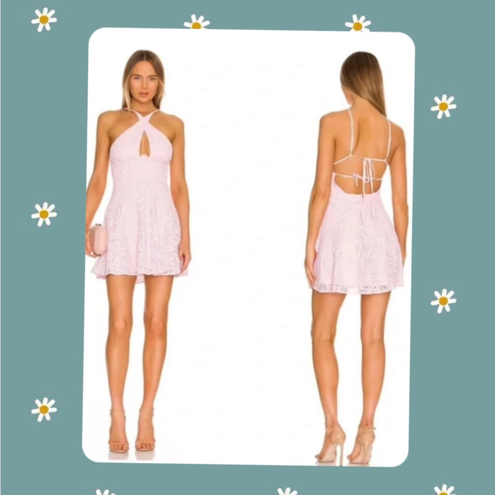 For Love And Lemons Soft Pink lace criss cross Dress S NWT